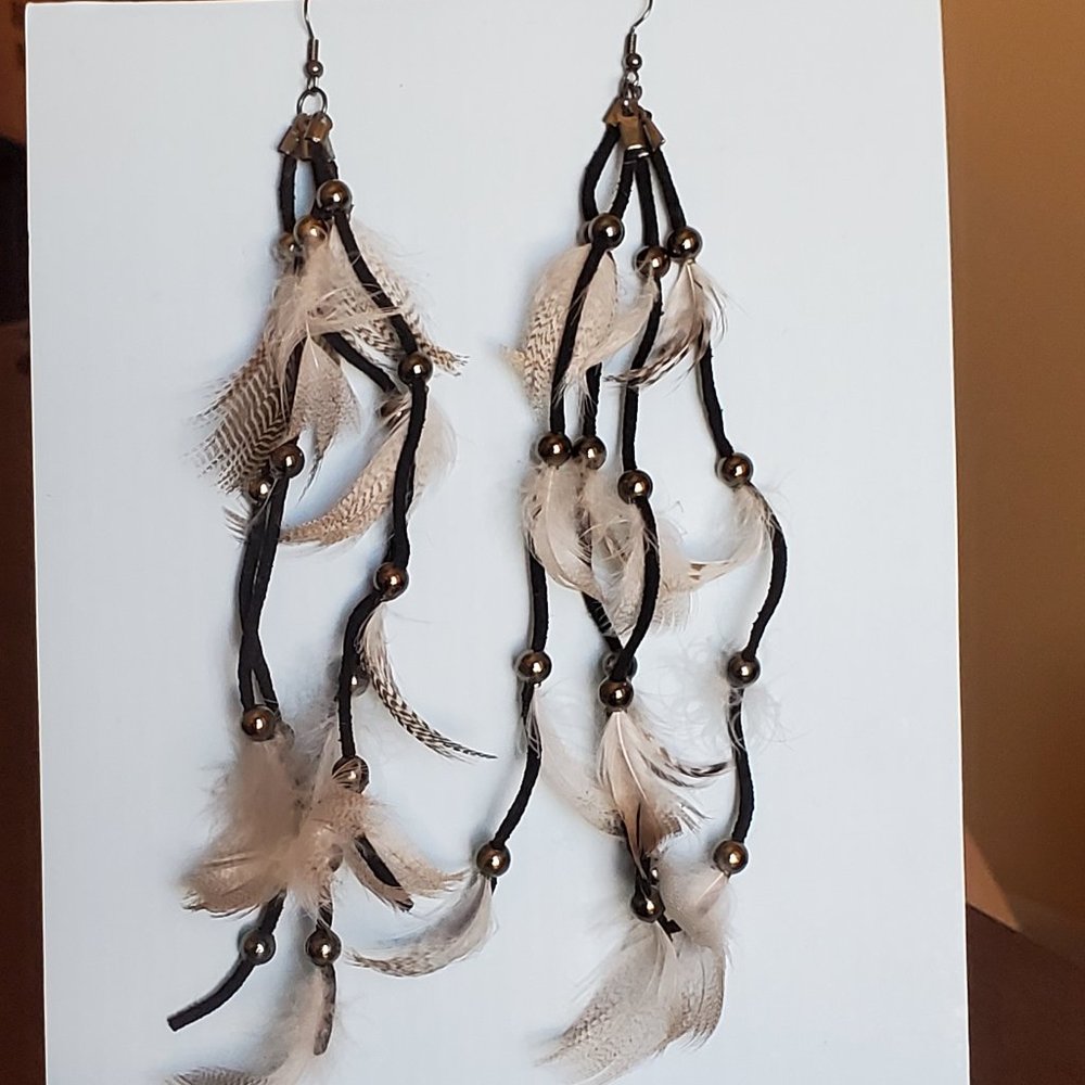 Feather and Bead Festival Earrings